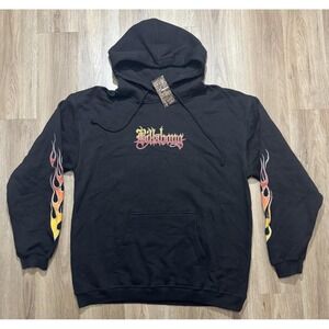 Y2K Billabong Surfing Flame Logo‎ Black Hoodie Size L